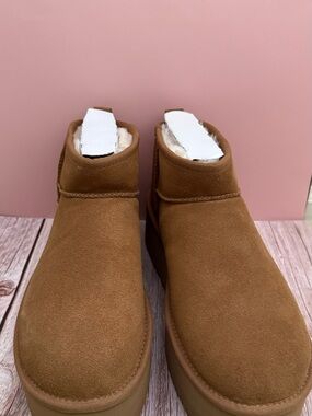 Chestnut Suede Platform Ankle Boots